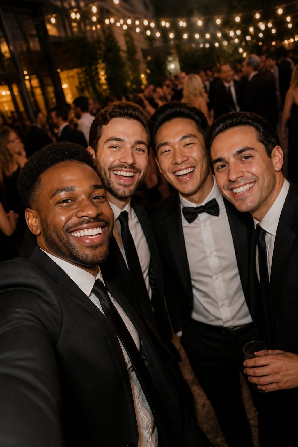 The best man smiling at the reception